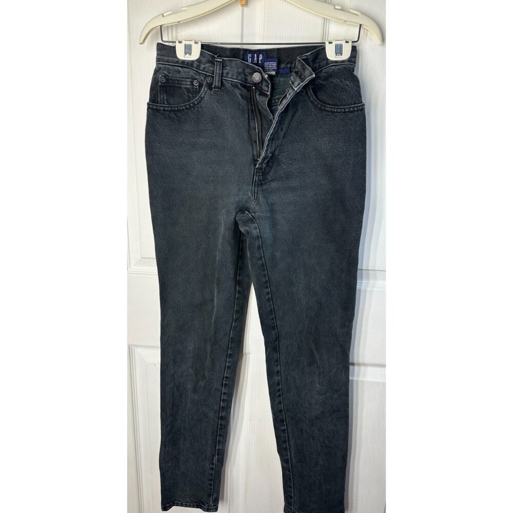 Gap Jeans Women's 6 Long Black Slim Fit Mid-Rise Tapered Leg 100% Cotton